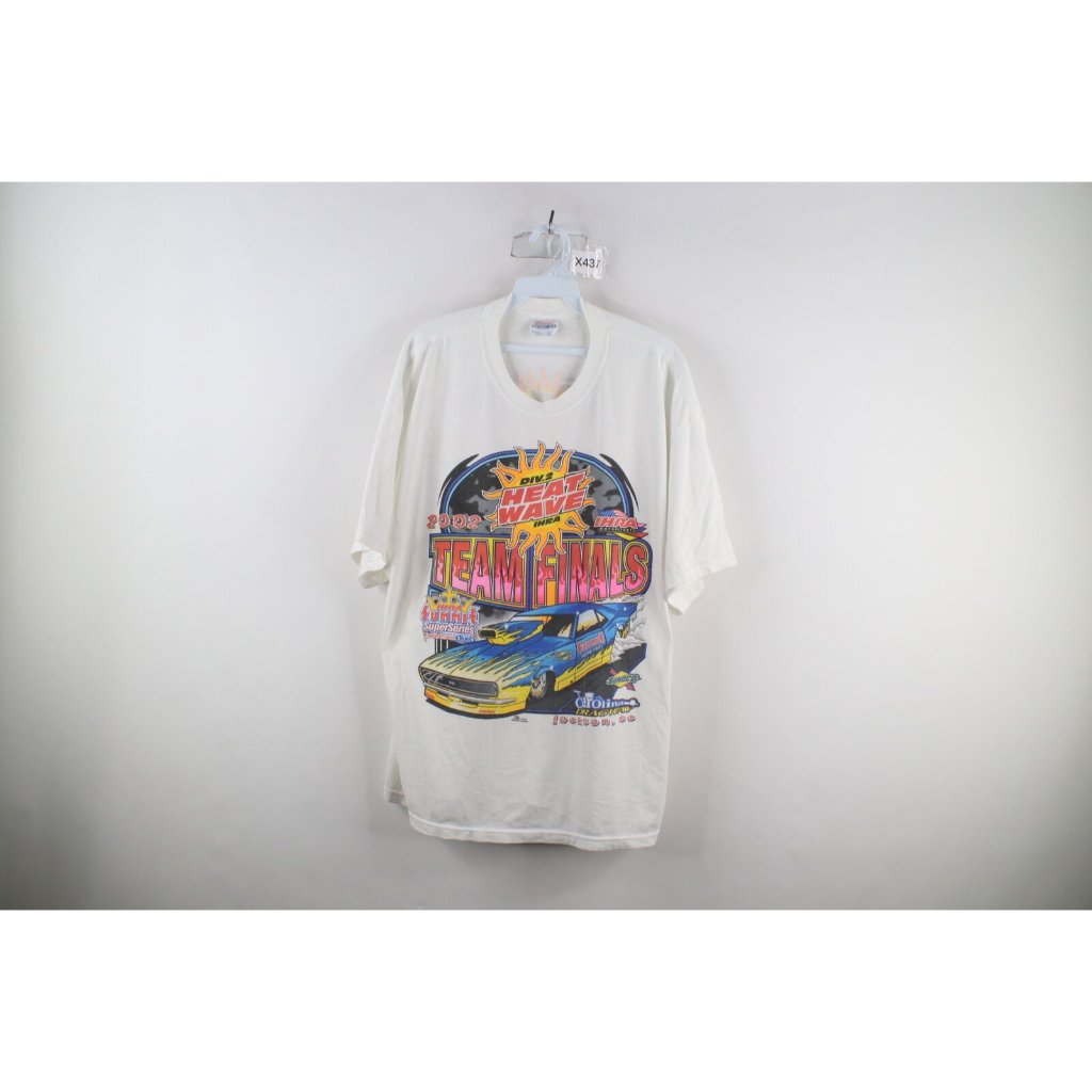 Vtg Y2k 2002 Mens Xl Ihra Motorsports Team Finals Fire Flames Racing TShirt